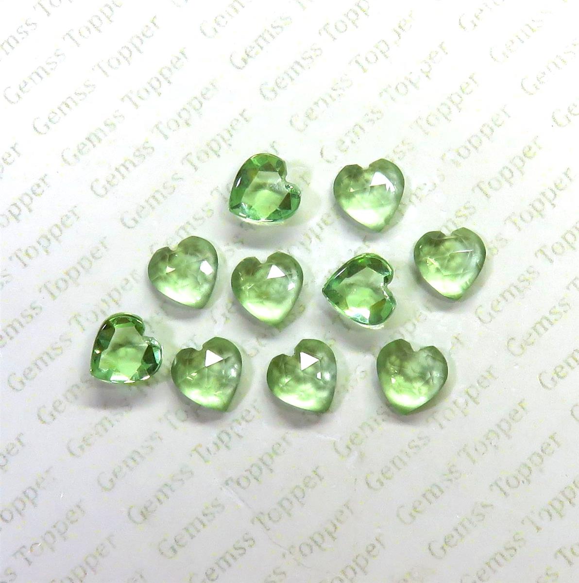 Green Amethyst 10x10 mm Heart Shape Rose Cut